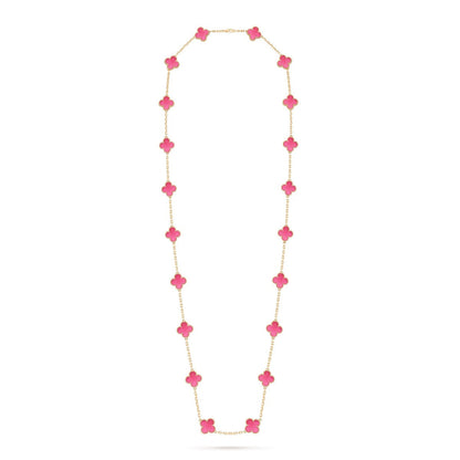 [Clover Jewelry] NEW CLOVER 20 MOTIFS PINK ENAMEL NECKLACE
