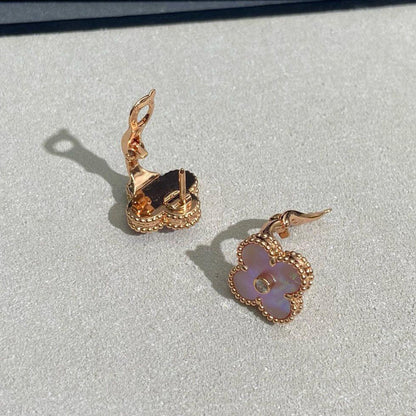 [Clover Jewelry]CLOVER MEDIUM 1 DIAMOND PINK EARRINGS