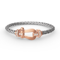 [Clover Jewelry]FORCE LARGE HORSESHOE HALF DIAMOND BRACELET ROSE GOLD