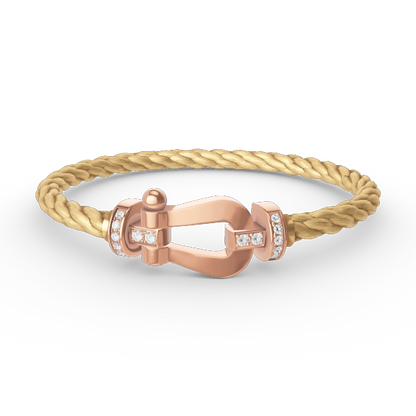 [Clover Jewelry]FORCE LARGE HORSESHOE HALF DIAMOND BRACELET ROSE GOLD