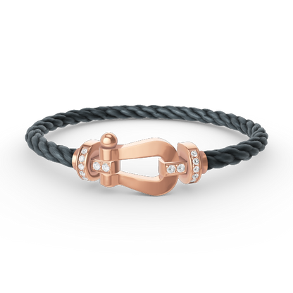[Clover Jewelry]FORCE LARGE HORSESHOE HALF DIAMOND BRACELET ROSE GOLD