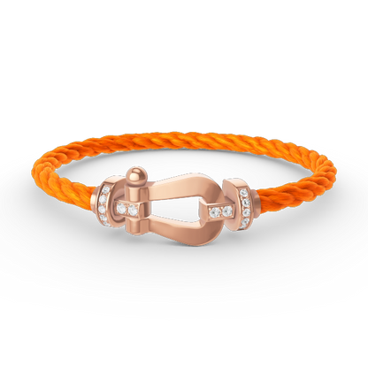 [Clover Jewelry]FORCE LARGE HORSESHOE HALF DIAMOND BRACELET ROSE GOLD
