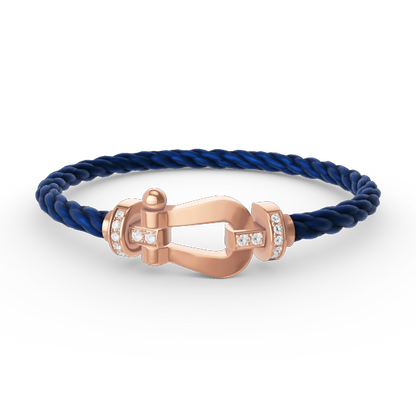 [Clover Jewelry]FORCE LARGE HORSESHOE HALF DIAMOND BRACELET ROSE GOLD