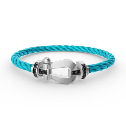 [Clover Jewelry]FORCE LARGE HORSESHOE BLACK DIAMOND BRACELET SILVER