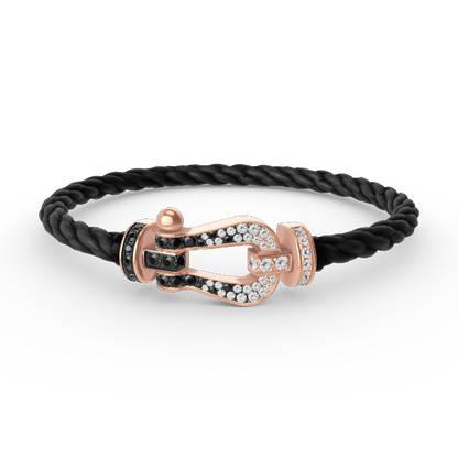[Clover Jewelry]FORCE LARGE HORSESHOE BLACK WHITE DIAMOND BRACELET ROSE GOLD