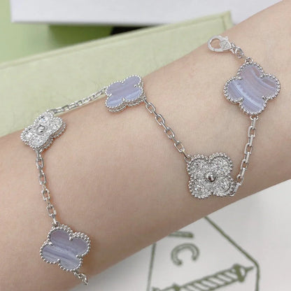 [Clover Jewelry] CLOVER 5 MOTIF PURPLE CHALCEDONY BRACELET COLLECTION