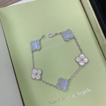 [Clover Jewelry] CLOVER 5 MOTIF PURPLE CHALCEDONY BRACELET COLLECTION