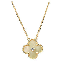 [Clover Jewelry]CLOVER 15MM DIAMOND GOLD MOTHER OF PEARL NECKLACE