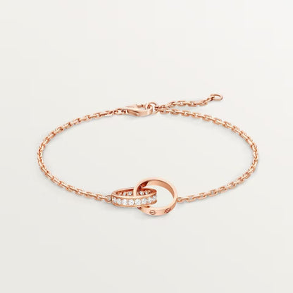 [Clover Jewelry]LOVE DOUBLE RING HALF DIAMOND BRACELET