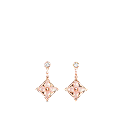 [Clover Jewelry]DOUBLE STAR PINK GOLD MOP DROP EARRINGS