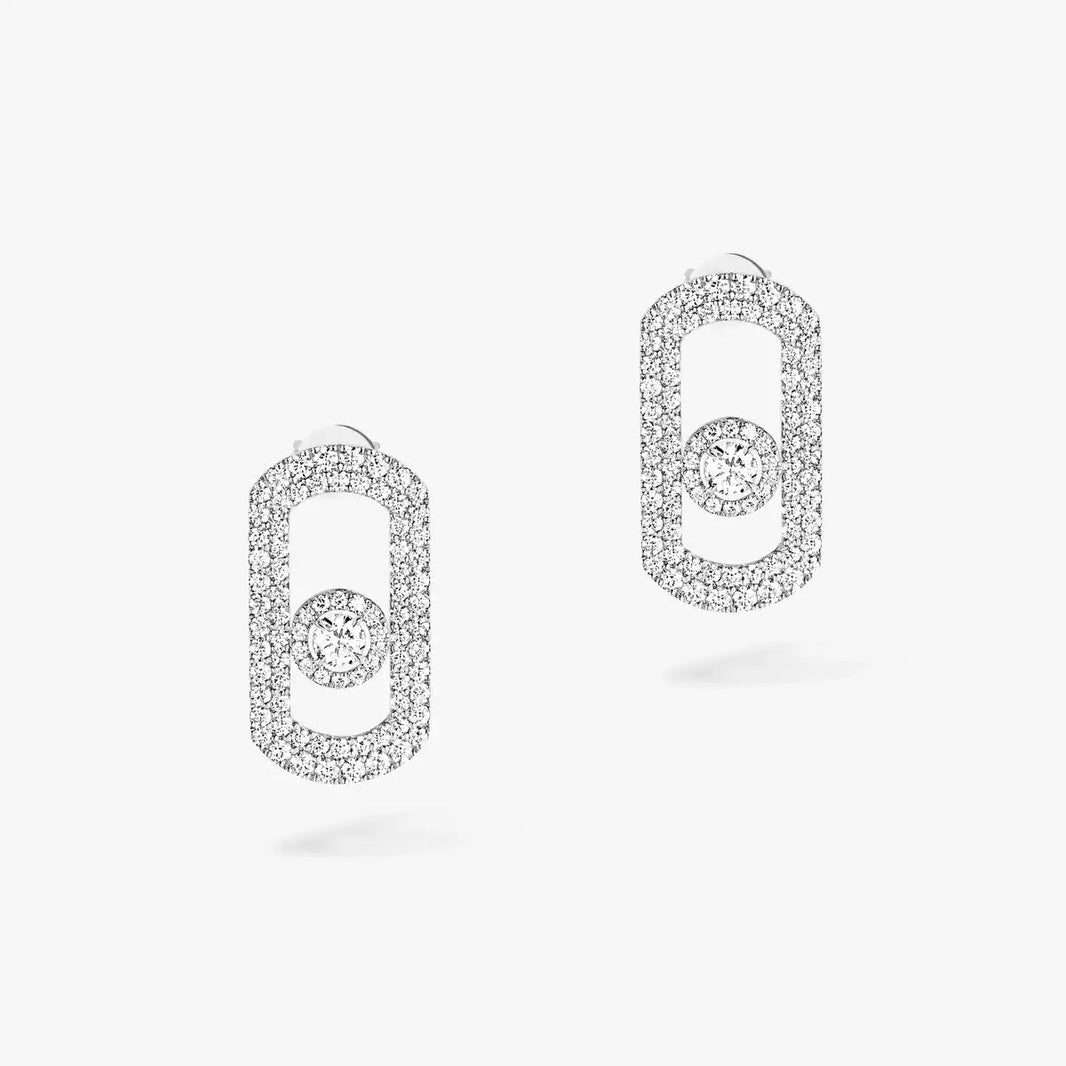 [Clover Jewelry]So Move Pave_-Set Diamond Earrings in Silver