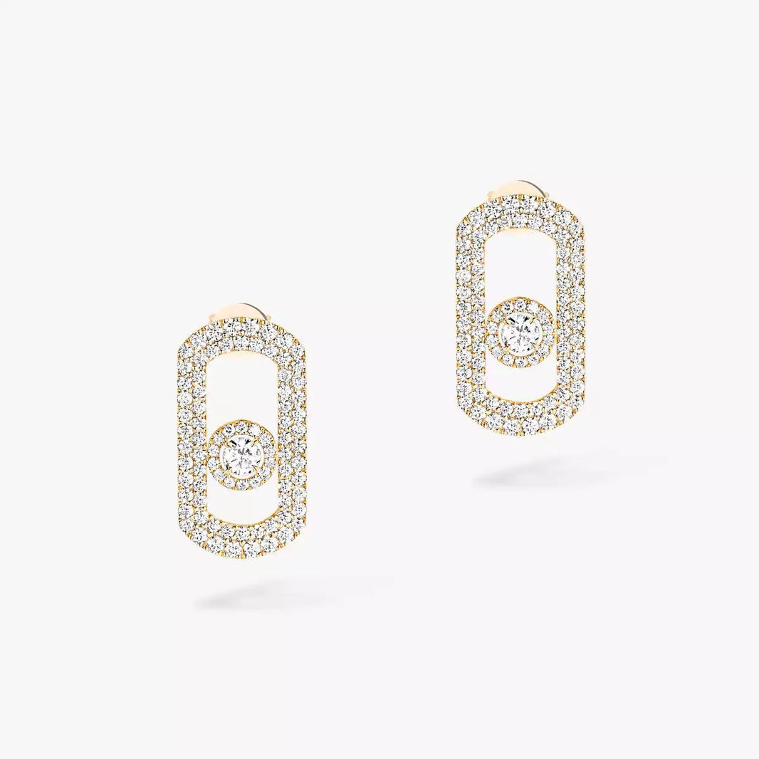 [Clover Jewelry]So Move Pave_-Set Diamond Earrings in Silver