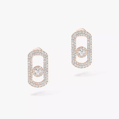 [Clover Jewelry]So Move Pave_-Set Diamond Earrings in Silver