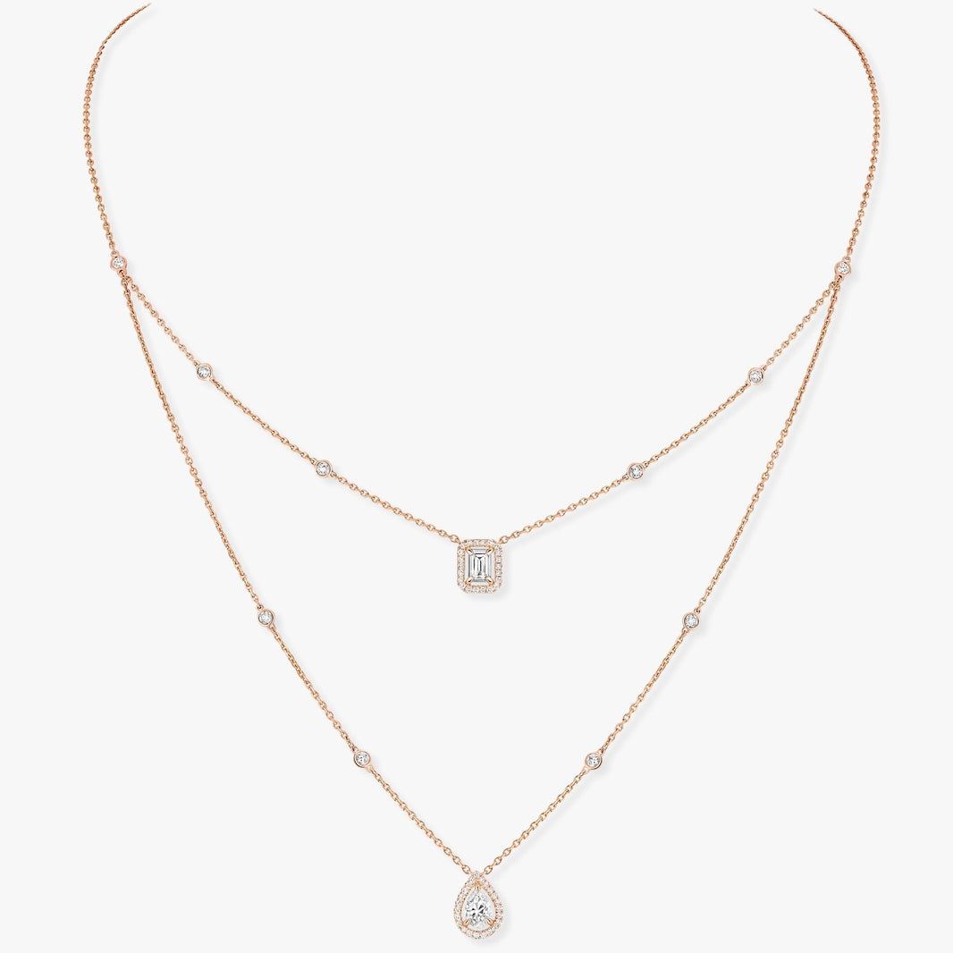 [Clover Jewelry]MY TWIN 2 ROW DIAMOND NECKLACE