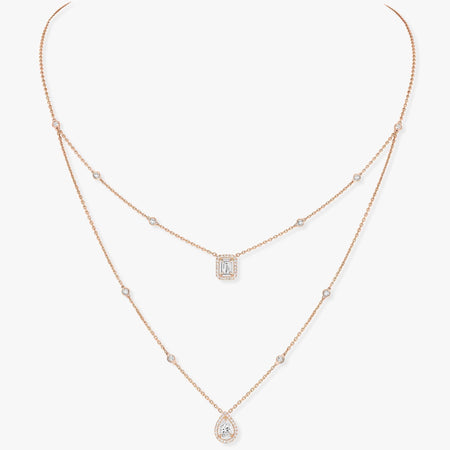 [Clover Jewelry]MY TWIN 2 ROW DIAMOND NECKLACE