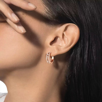 [Clover Jewelry]Diamond Pave_ Hoop Earrings Move