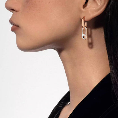 [Clover Jewelry]Move Link Diamond Earrings