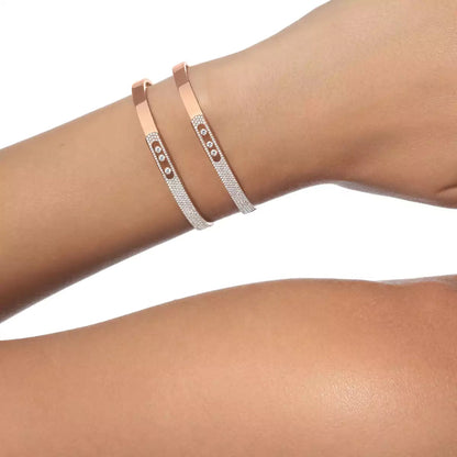 [Clover Jewelry]Move Noa Rose Gold Pavé Diamond Bangle Bracelet