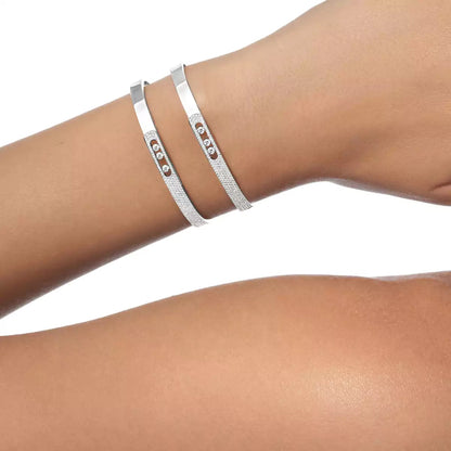 [Clover Jewelry]Move Noa Rose Gold Pavé Diamond Bangle Bracelet