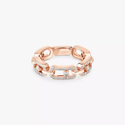 [Clover Jewelry]Move Link Pave_-Set Diamond Ring in Gold