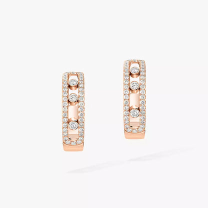 [Clover Jewelry]Diamond Pave_ Hoop Earrings Move