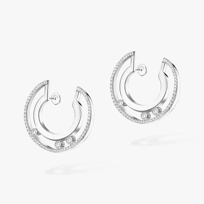 [Clover Jewelry]Move Romane Small Diamond Hoop Earrings