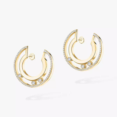 [Clover Jewelry]Move Romane Small Diamond Hoop Earrings
