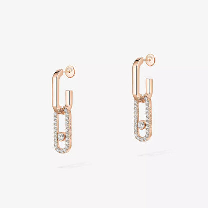 [Clover Jewelry]Move Link Diamond Earrings