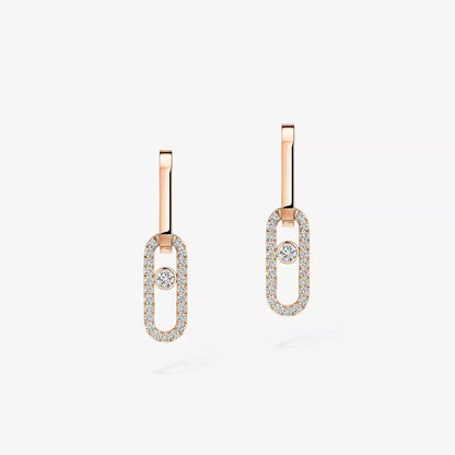 [Clover Jewelry]Move Link Diamond Earrings