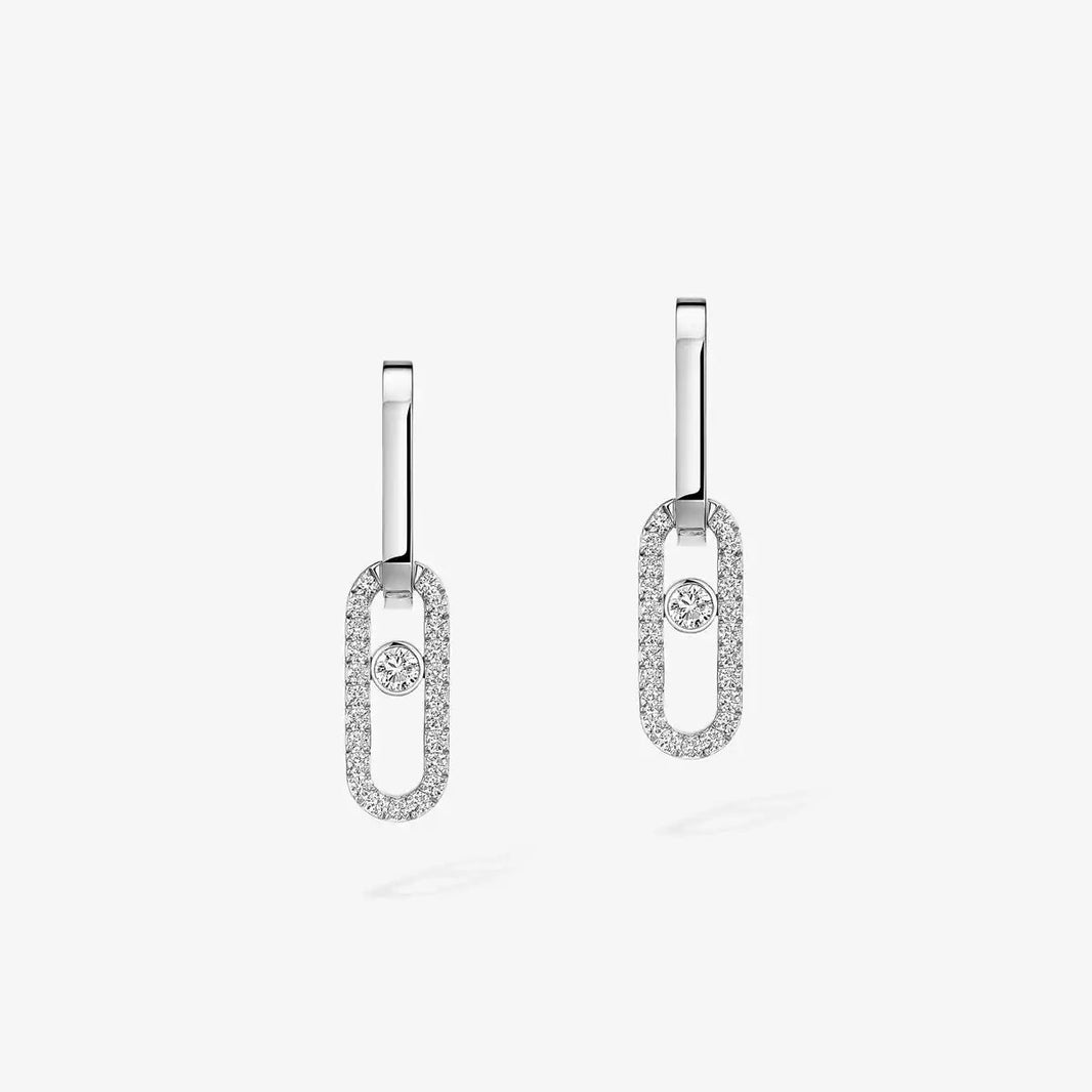 [Clover Jewelry]Move Link Diamond Earrings