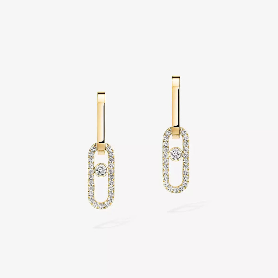 [Clover Jewelry]Move Link Diamond Earrings