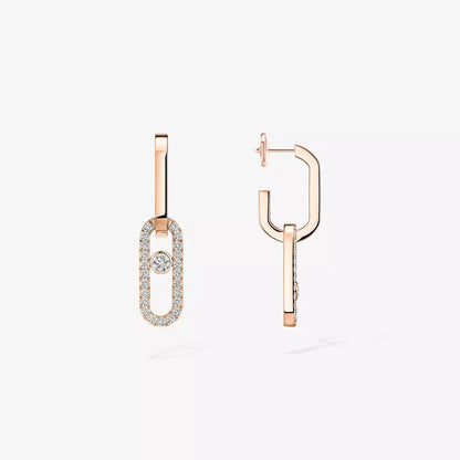 [Clover Jewelry]Move Link Diamond Earrings