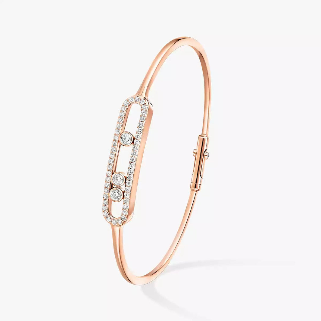 [Clover Jewelry]Move Pavé Diamond Bangle Bracelet M
