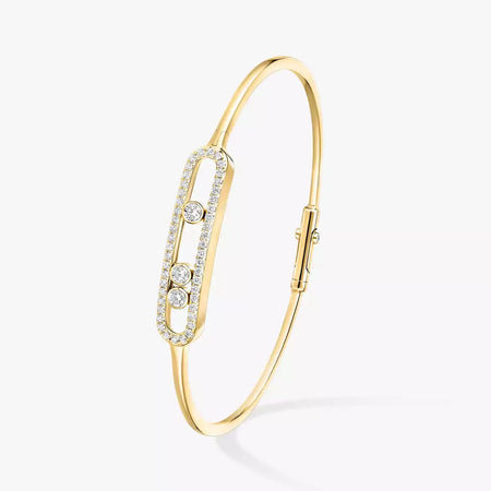 [Clover Jewelry]Move Pavé Diamond Bangle Bracelet M