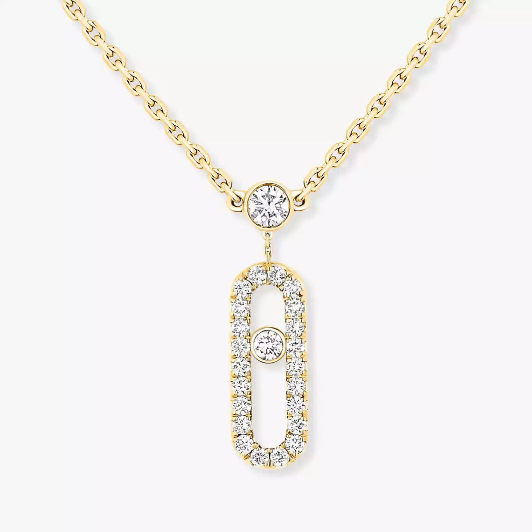 [Clover Jewelry]2 Rows Rose Gold Diamond Pave_ Necklace Move Uno