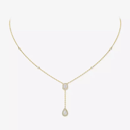 [Clover Jewelry]Gold Diamond Tie Necklace