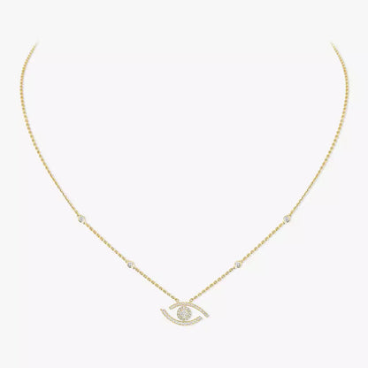 [Clover Jewelry]Pave_ Diamond Necklace Lucky Eye