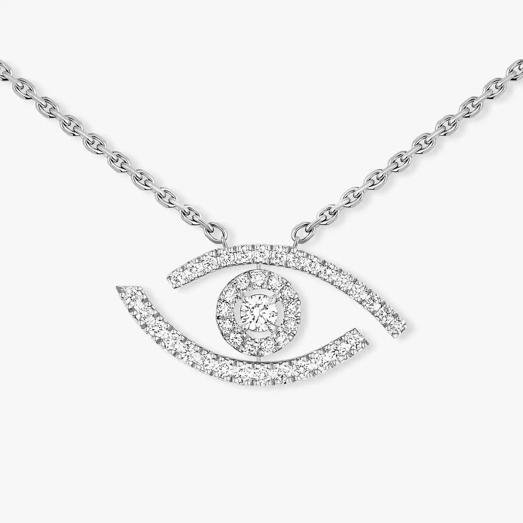 [Clover Jewelry]Pave_ Diamond Necklace Lucky Eye