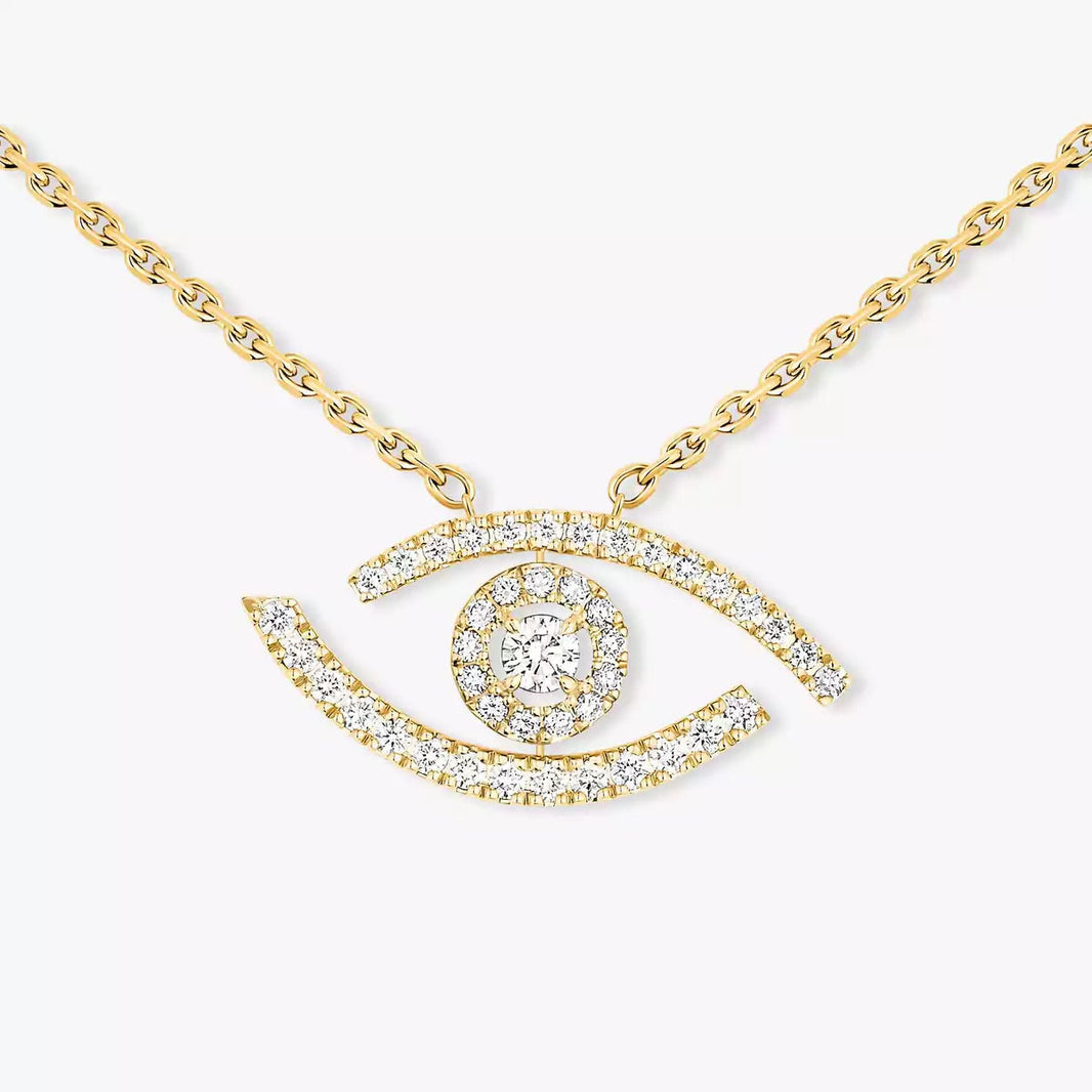[Clover Jewelry]Pave_ Diamond Necklace Lucky Eye