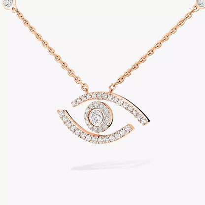[Clover Jewelry]Pave_ Diamond Necklace Lucky Eye