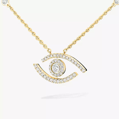 [Clover Jewelry]Pave_ Diamond Necklace Lucky Eye