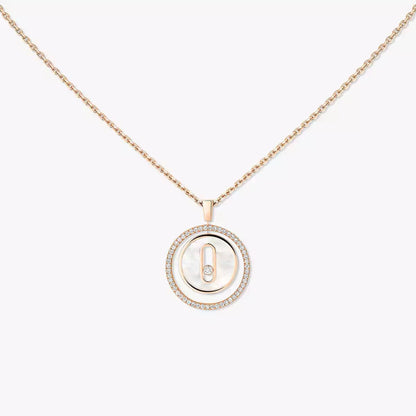 [Clover Jewelry]Lucky Move Diamond Necklace in Rose Gold and White Mother-of-Pearl