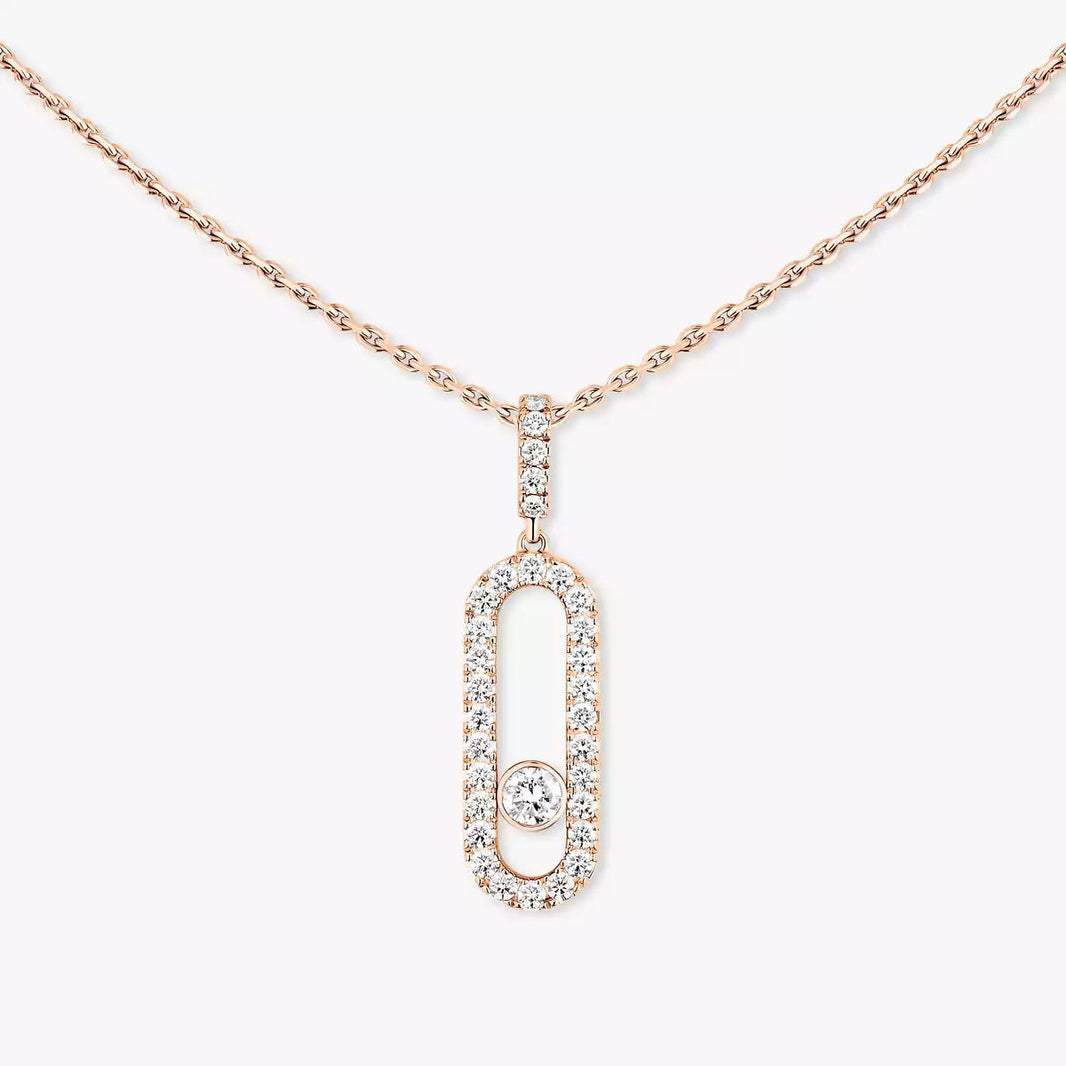 [Clover Jewelry]Move Uno Diamond Necklace in Rose Gold