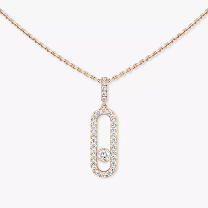 [Clover Jewelry]Move Uno Diamond Necklace in Rose Gold