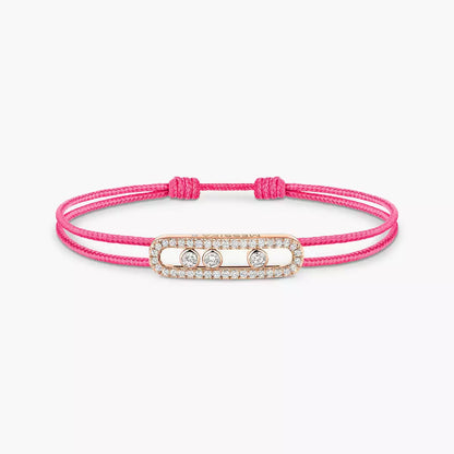 [Clover Jewelry]Messika Care(s) pink cord pavé bracelet