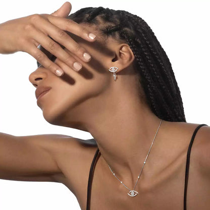 [Clover Jewelry]Pave_ Diamond Necklace Lucky Eye