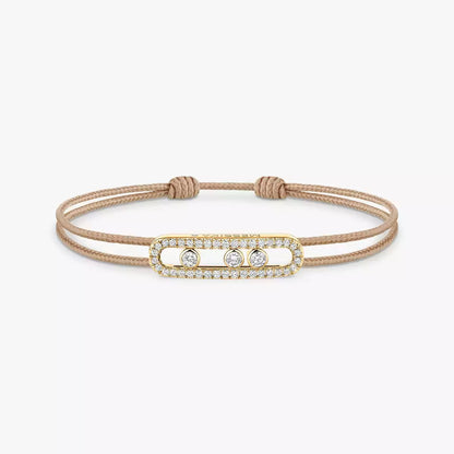[Clover Jewelry]Messika Care(s) pink cord pavé bracelet