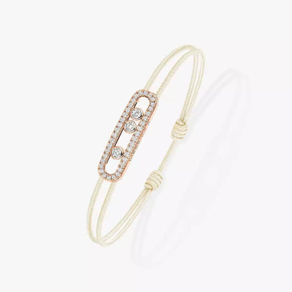 [Clover Jewelry]Messika Care(s) pink cord pavé bracelet
