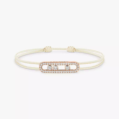 [Clover Jewelry]Messika Care(s) pink cord pavé bracelet