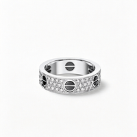 [Clover Jewelry]LOVE RING 5.5MM DIAMONDS PAVED CERAMIC